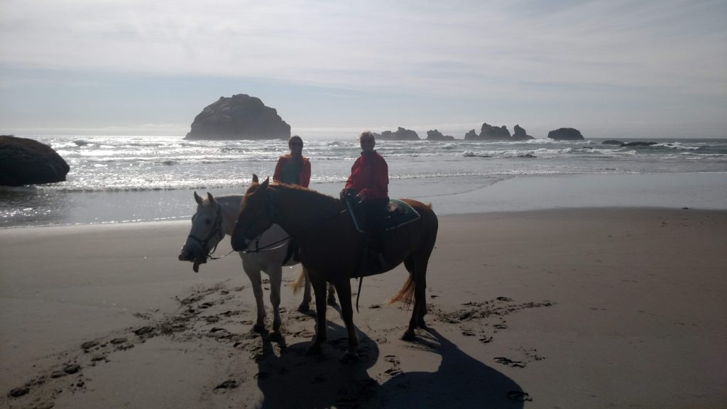 Horseback riding at the Pacific Ocean