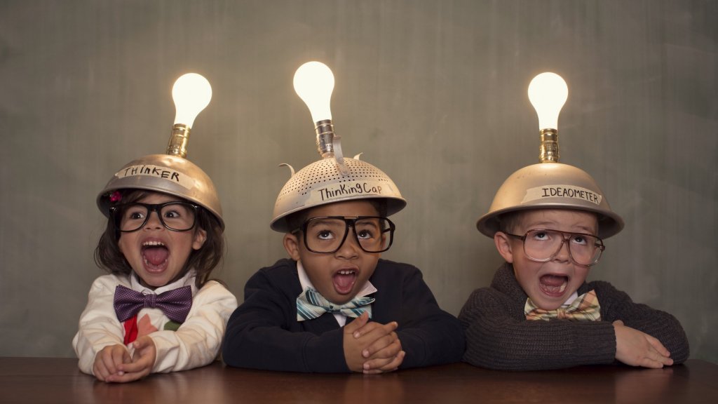 Kids with lightbulbs